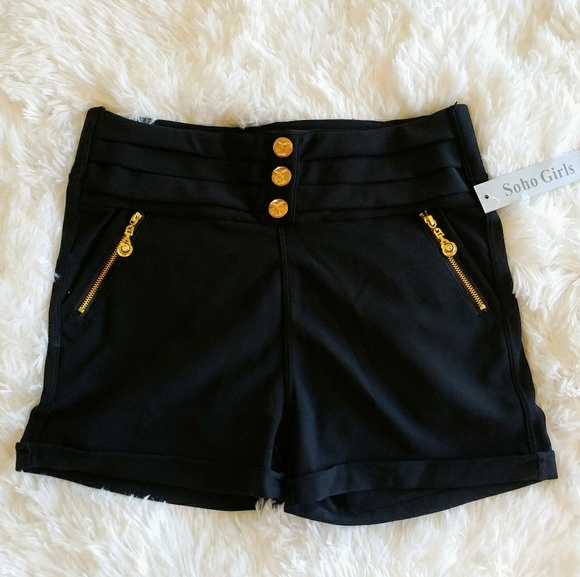 Mod Me Over Pants - NEW Trendy High Waist Cuffed Black Shorts
